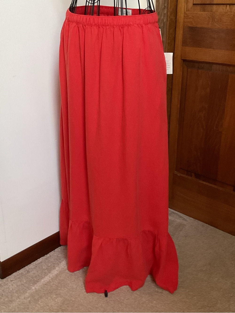 Calypso red linen blend skirt, Medium, New - Picture 3 of 5